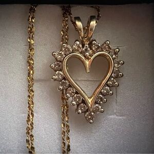 14k Gold Singapore chain diamond Pendant & Necklace